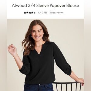 Maurices Atwood 3/4 Sleeve Popover Blouse - Black